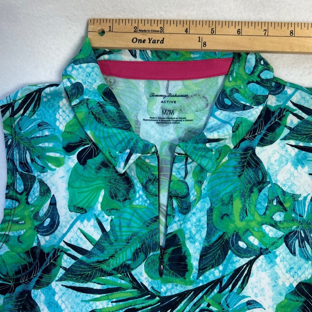 Tommy Bahama Azure Lagoon Tropical 1/4 Zip Sleeveless Golf Shirt Polo Womens Med - Picture 4 of 10